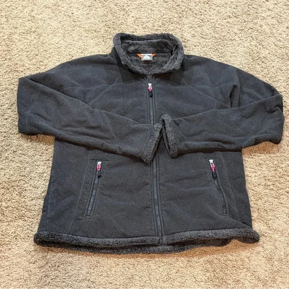Nike ACG  Jacket Women's XL Dark Gray Zip Up Front Long Sleeve Gear Fleece Fuzzy - Picture 2 of 4